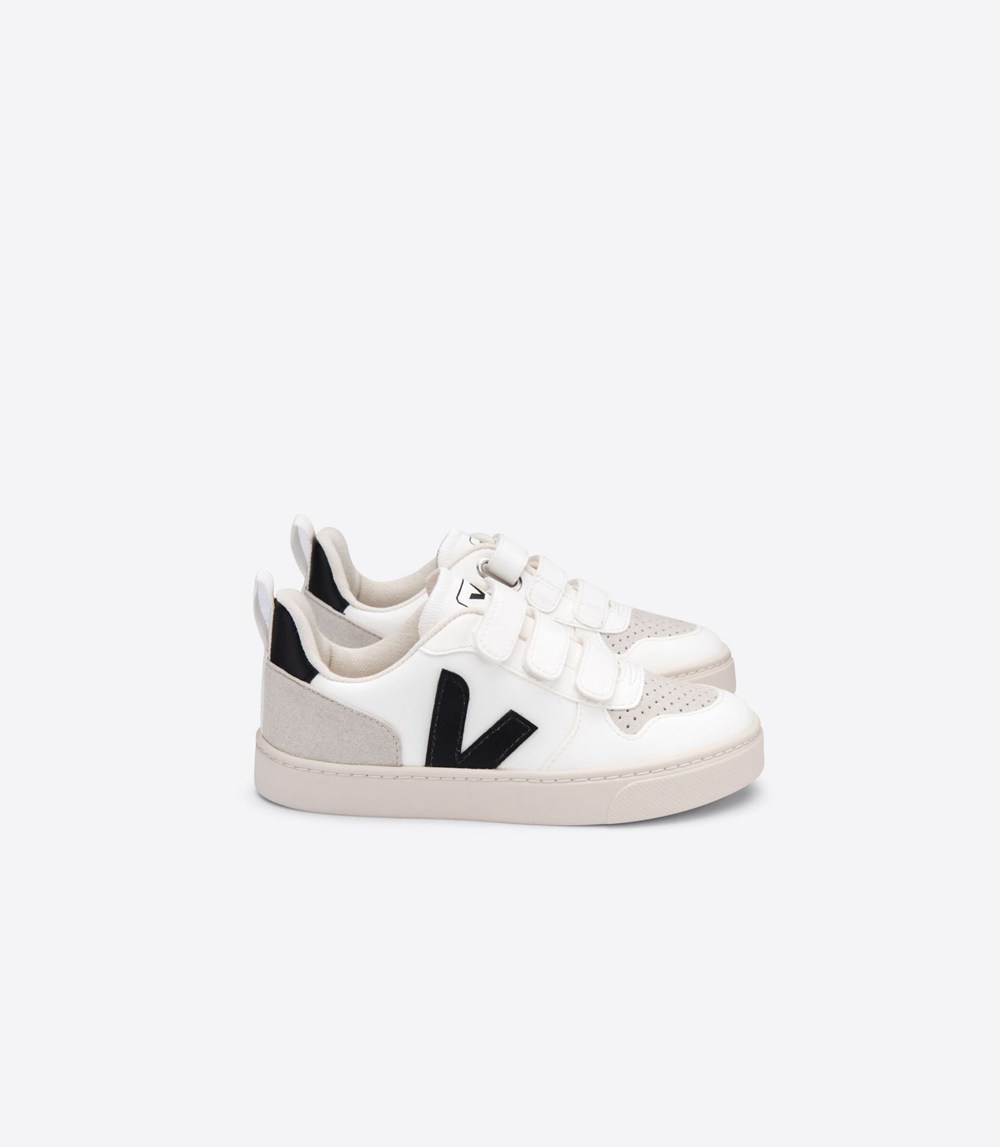 Veja Sneakers Kids - V-10 Velcro Cwl - White/Black - 3794RMPUD